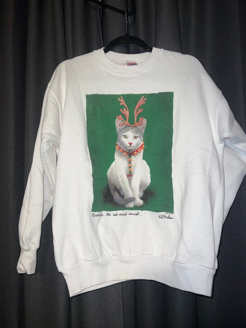 Ugly Christmas Sweater Xmas Sweatshirt Crewneck Size Medium Vintage Cat